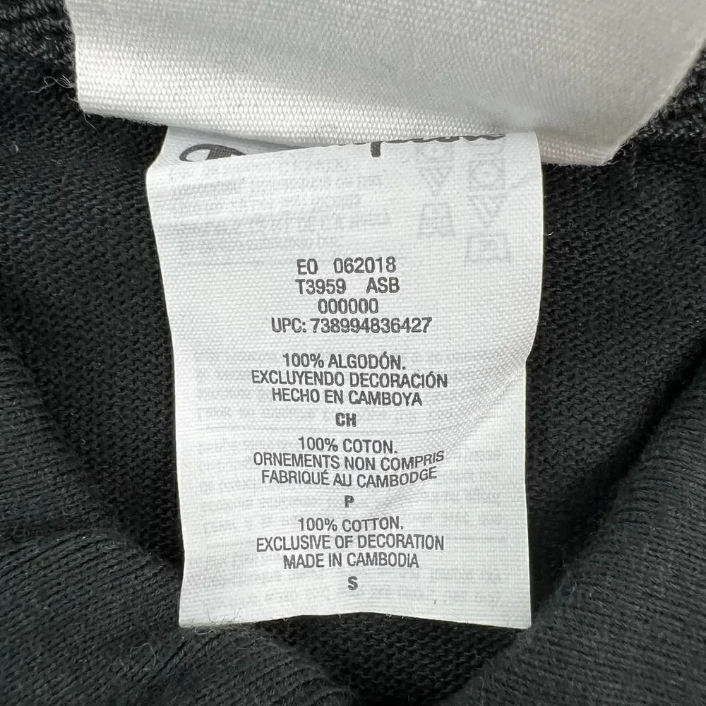 New Champion Men US S Small Black Polo Short Sleeve Logo Pattern 3-Button Jersey - Picture 10 of 10
